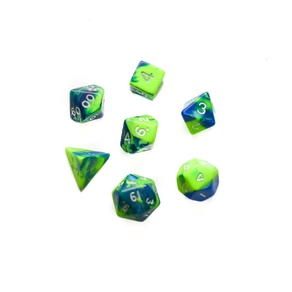 Dice set 7pcs - Toxic - Green/Blue
