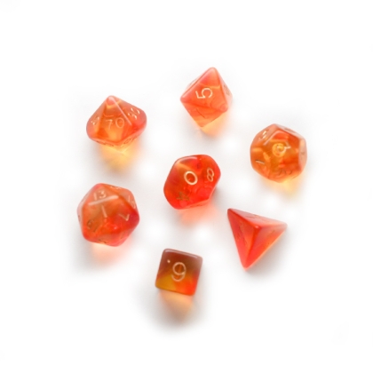 Dice set 7pcs - Gem Blitz - Red/Orange