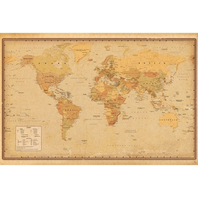Harper Collins: Голям Плакат - Antique World Map 21