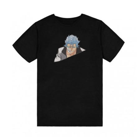 Bleach Black Themed T-Shirt with Embroidery - Grimmjow Jaegerjaquez