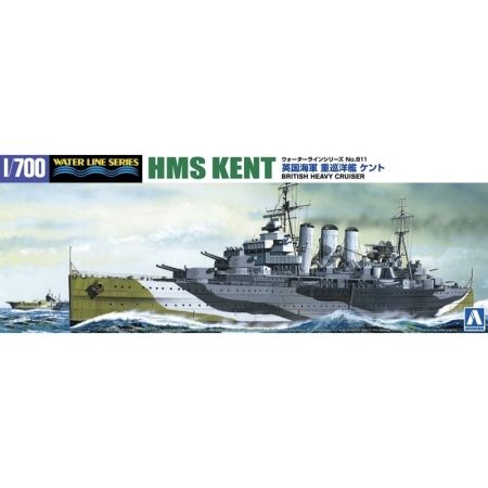 Model Kit Модел за Сглобяване - Royal Navy Heavy Cruiser Kent 1/700