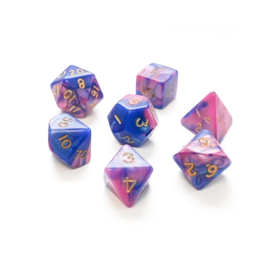 Dice set 7pcs - Toxic - Pink/Blue