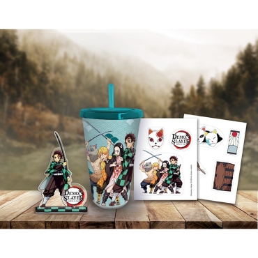 Demon Slayer: Kimetsu No Yaiba -  Pck Cup with straw 470ml + Acryl® + Stickers