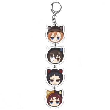 Bungo Stray Dog Акрилен Ключодържател - Chibi Serious Neko Chuya, Dazai, Ryunosuke & Oda