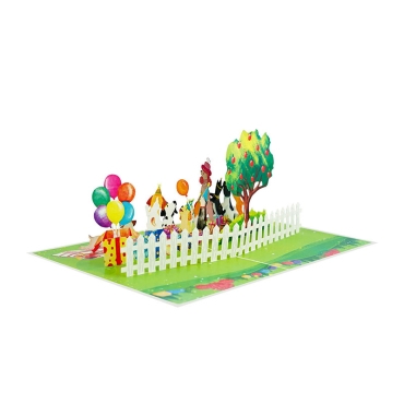 Kiriori POP 3D Поздравителна Картичка - Парти с кучета