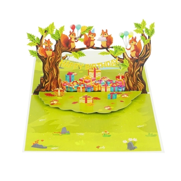 Kiriori POP 3D Поздравителна Картичка - "Честит Рожден Ден" Катерици