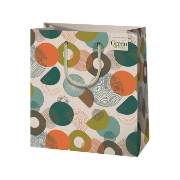 Ecological Grass Gift Bag - Circles, orange and green 20 x 23 M