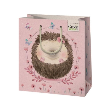 Ecological Grass Gift Bag - Hedgehog 20 x 23 M