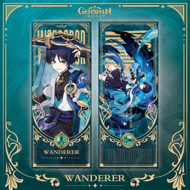Genshin Impact Lazer Glitter Two-Sided Book Divider - Wanderer