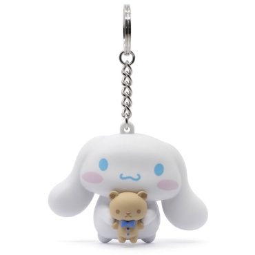Фронтален изглед на ключодържателя Cinnamoroll Pocket Hero с червена панделка и класическа визия