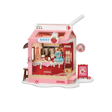Front view of the Strawberry Milk Box DIY model kit