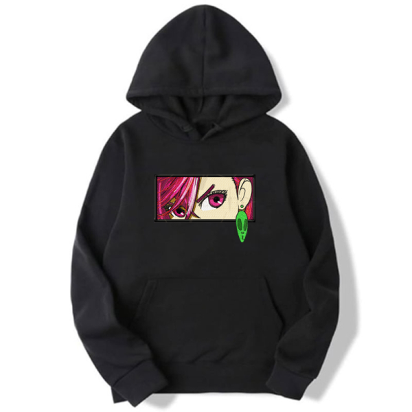 Dandadan Еmbroidery Thick Black Hoodie - Momo