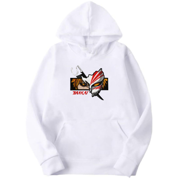 Bleach Еmbroidery Thick White Hoodie - Hollow Ichigo Bankai