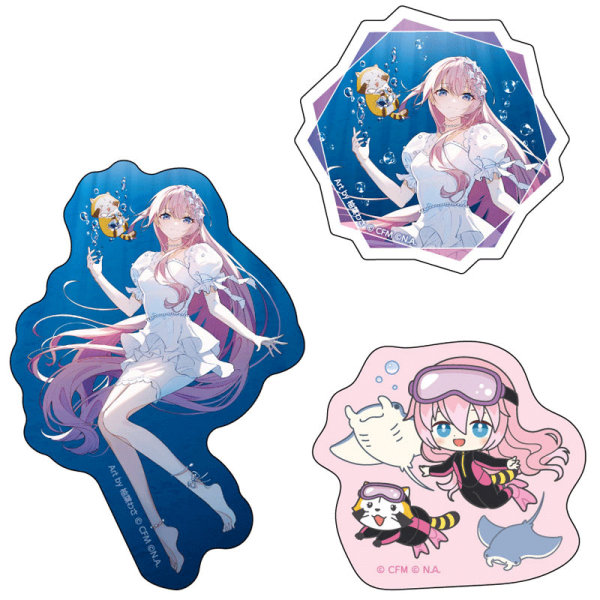 Hatsune Miku x "Rascal the Raccoon" 2025 Kirakira Комплект Стикери 3бр. - Megurine Luka 
