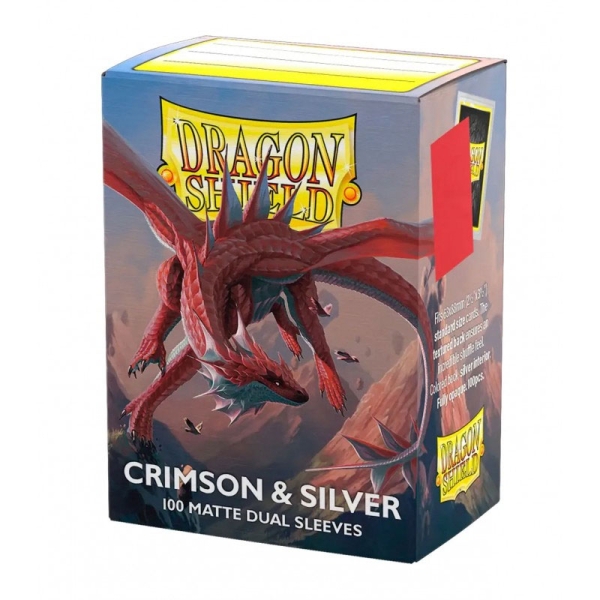 Dragon Shield Large Card Sleeves 100 pcs Dual Matte – Crimson & Silver
