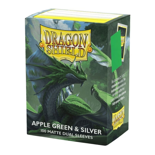 Dragon Shield Large Card Sleeves 100 pcs Dual Matte – Apple Green & Silver