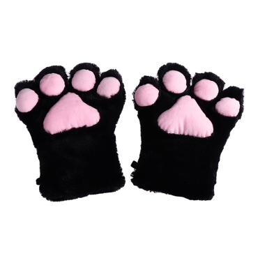 Черни Плюшени Ръкавички / Косплай Лапички