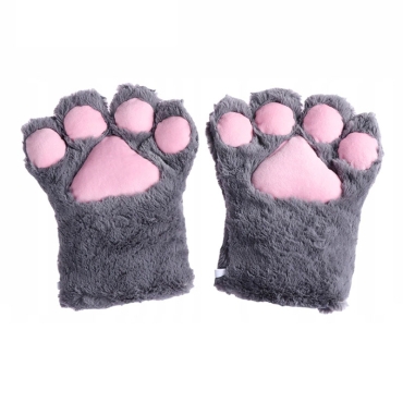 Черни Плюшени Ръкавички / Косплай Лапички