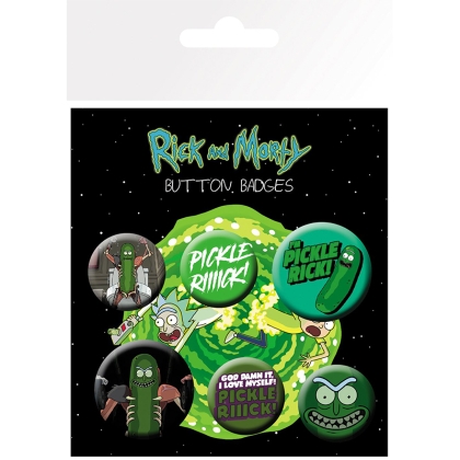 Rick & Morty Pickle Rick Pin Badges 6-Pack
