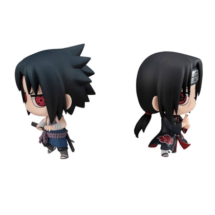 HOBBY COMBO: Naruto Chimimega Buddy Series Figure 2-Pack Sasuke Uchiha & Itachi Set +  2-Pack Umino Iruka & Uzumaki Naruto Set