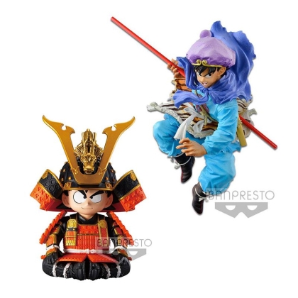 HOBBY COMBO: Dragon Ball Z BWFC Колекционерска Фигурка - Goku + Kid Goku Japanese Armor & Helmet