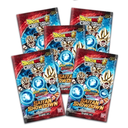 HOBBY COMBO: 5 х DRAGON BALL SUPER CARD GAME - Unison Warrior Series Set 6 B15 Saiyan Showdown Booster pack
