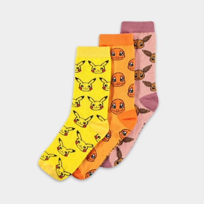 Pokemon Комплект Чорапи 43/46 - Pikachu, Eevee &amp; Charmander