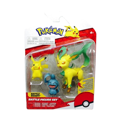 Pokémon Комплект Battle Фигурки - Pikachu, Wynaut &amp; Leafeon