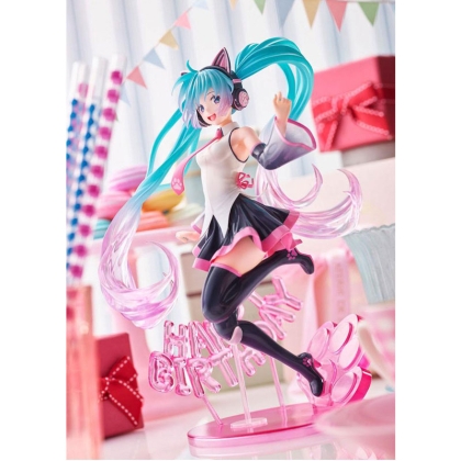 Vocaloid AMP PVC Statue Hatsune Miku Birthday 2021 Happy Cat ver. 23 cm
