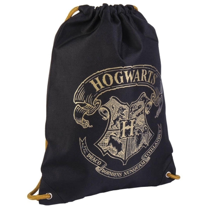 Harry Potter Gym Bag - Black with Hogwarts Logo 40cm