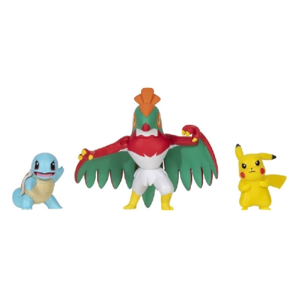 Pokémon Mini Battle Figurs Set - Pikachu, Squirtle & Hawlucha