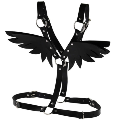 Cosplay Harness Wing Body Chain Accessory - Black
