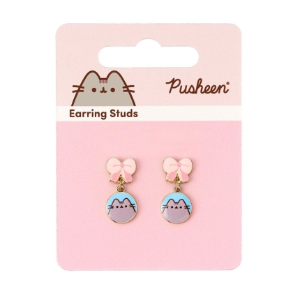 Pusheen Drop Earrings Pink Bows