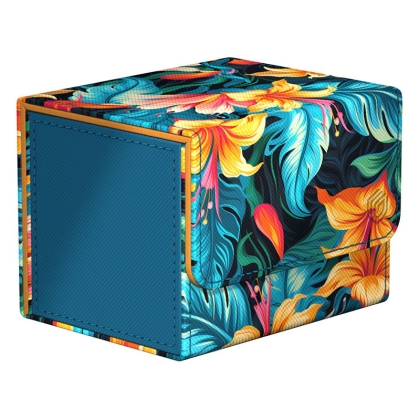 Ultimate Guard Sidewinder Floral Places Кутия за Съхранение на 100+ карти - Tulum Blue