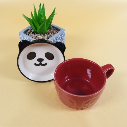 Set Ceramic Cup + Plate/Lid - Panda