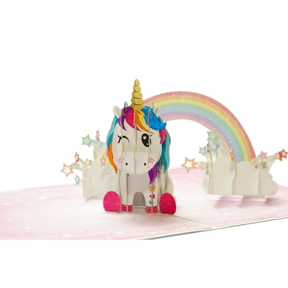 Kiriori POP 3D Поздравителна Картичка - Еднорог