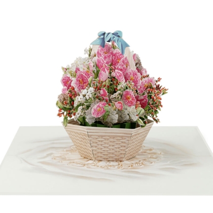 Kiriori POP 3D Поздравителна Картичка - Кошница божури