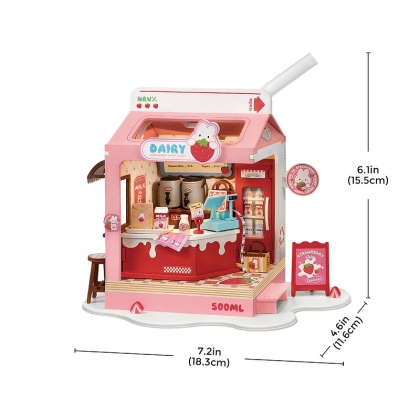Front view of the Strawberry Milk Box DIY model kit