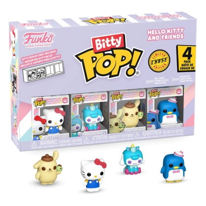 Hello Kitty and Friends Bitty POP! Комплект Мини Фигурки + Chase - Hello Kitty (Classic), Cinnamoroll, Pompompurin