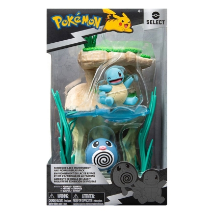 Pokémon Environment Комплект Фигурки - Shoreside Lake & Poliwag & Squirtle