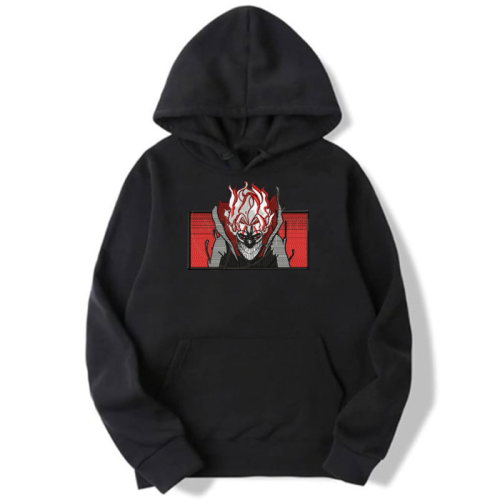 Dandadan Еmbroidery Thick Black Hoodie - Okarun Transformed