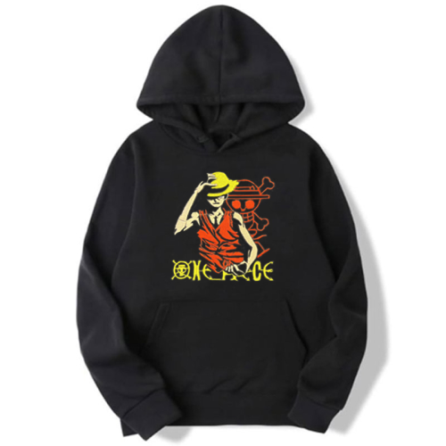 One Piece Черен Суитчер с бродерия - Straw Hat Monkey D. Luffy 