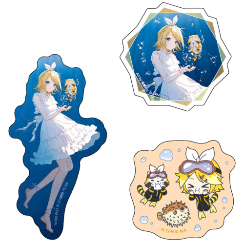 Hatsune Miku x "Rascal the Raccoon" 2025 Kirakira Комплект Стикери 3бр. - Kagamine Rin