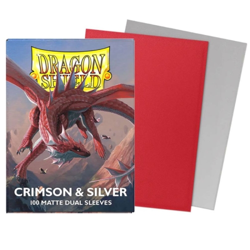 Dragon Shield Large Card Sleeves 100 pcs Dual Matte – Crimson & Silver