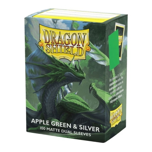 Dragon Shield Large Card Sleeves 100 pcs Dual Matte – Apple Green & Silver