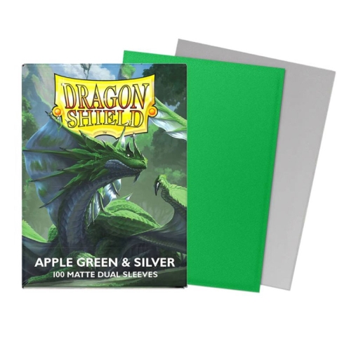 Dragon Shield Large Card Sleeves 100 pcs Dual Matte – Apple Green & Silver