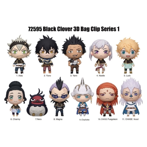 Black Clover 3D PVC Bag Clips Series 1 - Assortiment